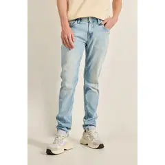 KOAJ - Jean skinny ajustado azul claro con 5 bolsillos y tiro Hombre