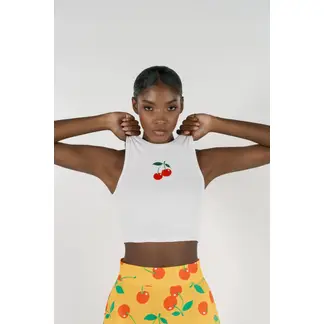 PINEAPPLES DON'T HAVE SLEEVES - Camisilla Blanca Con Cerezas Rojas Pineapples