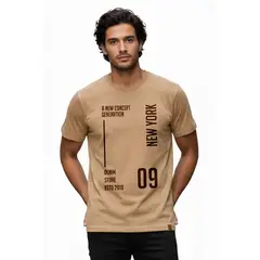 BOCARED - NINE (CAMISETA MANGA CORTA CUELLO REDONDO PARA HOMBRE ALGODÓN EN COLOR BEIGE )