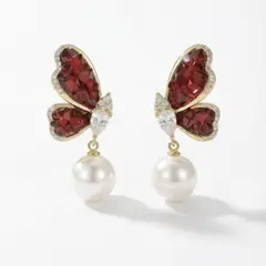 ZYRAL - Aretes Rojos con Dorado Para Dama Marca ZARC03-95