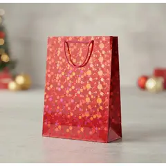 INFANTILES CAJUROMIX - Bolsa De Regalo Metalizada Diseño Holográfico Mediana Roja