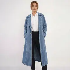 FRIOLENTA - Gaban Jean Denim Abrigo Largo - Azul