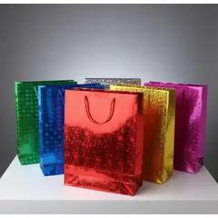 INFANTILES CAJUROMIX - Bolsa De Regalo Metalizada Diseño Holográfico Mediana X6