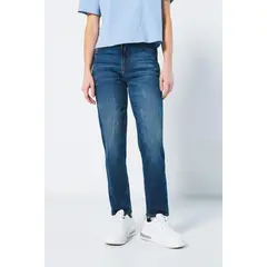 KOAJ - Jean mom azul oscuro con bota semi recta y tiro súper a Mujer