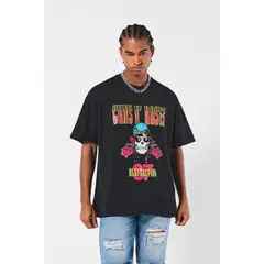 KOAJ - Camiseta de Guns N´ Roses oversize negra manga corta Hombre