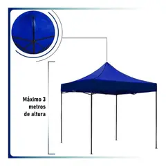 GENERICO - Carpa Toldo 3x3 Plegable Reforzado Impermeable Eventos Patio Color Azul