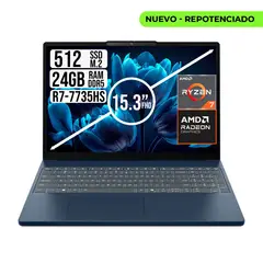 Lenovo - PORTATIL IdeaPad Slim 3 AMD Ryzen 7 7735HS 24GB RAM 512GB SSD 15.3” WUXGA AZUL