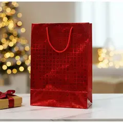 INFANTILES CAJUROMIX - Bolsa De Regalo Metalizada Diseño Holográfico Grande Roja