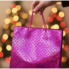 INFANTILES CAJUROMIX - Bolsa De Regalo Metalizada Diseño Holográfico Grande Morado