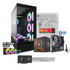 POWER GROUP - COMPUTADOR GAMER RYZEN 9 7900X + RX 9060XT 8GB/ LIQUIDA 360ML/ RAM 32GB/ 2TB/ BOARD AM5 WI-FI
