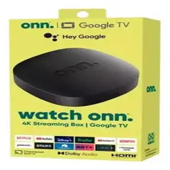 GOOGLE - Onn Tv Box 4k Android Tv 12 Control Voz Chromecast Netflix Hdmi Negro De Voz