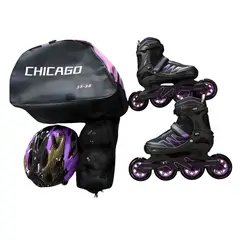 CHICAGO - Patines en Línea Semiprofesionales Bota Semidura Monoblock Talla M 33-36 Morado