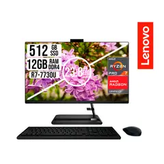 Lenovo - TODO EN UNO RYZEN 7-7730U SSD 512GB RAM 12GB LED 23,8 LED NEGRO