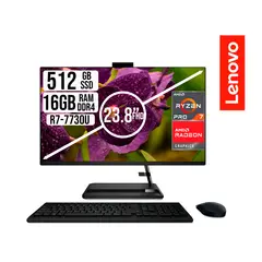 Lenovo - TODO EN UNO RYZEN 7-7730U SSD 512GB RAM 16GB LED 23,8 LED NEGRO