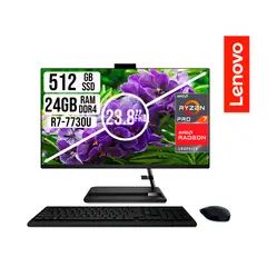 Lenovo - TODO EN UNO RYZEN 7-7730U SSD 512GB RAM 24GB LED 23,8 LED NEGRO