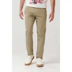 KOAJ - Pantalón de dril slim unicolor con tiro medio y cremal Hombre