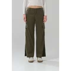 KOAJ - Pantalón cargo unicolor con bota recta y tiro alto Mujer