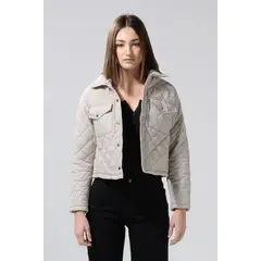 KOAJ - Chaqueta acolchada unicolor con rombos y cuello trucke Mujer