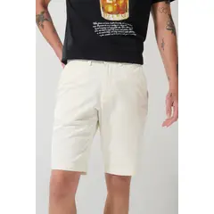 KOAJ - Bermuda ajustada en dril unicolor con tiro bajo y bols Hombre