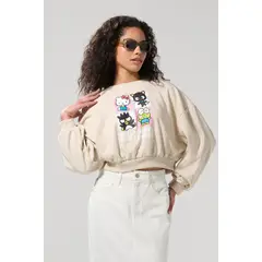 KOAJ - Buzo ruedo para mujer, y estampado en frente de Hello Mujer