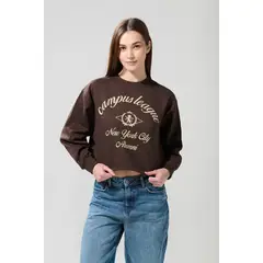 KOAJ - Buzo cuello y puños con rib, estampado en frente. Mujer