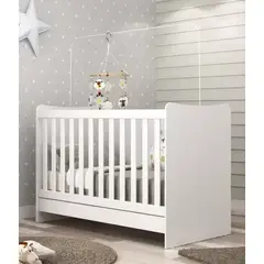 AKIVOY - Cuna + colchon 4 en 1 Mini cama color blanco