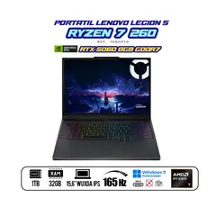 LENOVO - PORTATIL GAMER LEGION 5 / AMD RYZEN 7 260 / RTX 5060 8GB / 15.6" WUXGA 165Hz / 32GB / 1TB