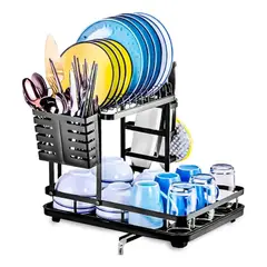 GENERICO - Escurridor de Vajilla para Mesón en Acero Inoxidable 2 Niveles, Moderno