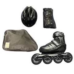 CHICAGO - Patines en Línea Semiprofesionales Bota Semidura Monoblock Talla M 33-36 Negro
