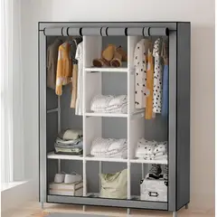 GENERICO - Closet Ropero Armario 3 Puertas Estante Organizador De Ropa Gris