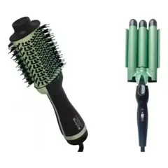 LEMMAN - Combo Pinza Ondas De Sirena-rizos Y Cepillo Secador Aguacate