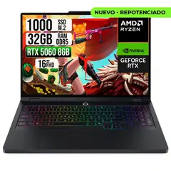 LENOVO - PORTATIL LEGION AMD RYZEN 9-8945HX RTX 5060 8GB SSD 1TB RAM 32GB 16" IPS 240HZ