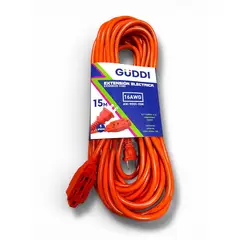 GENERICO - Extensión Eléctrica Guddi 16 AWG 15 Metros Naranja