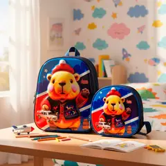 GENERICO - Kit X3 Morral Maleta Mediano Capibara + Lonchera + Cartuchera Niños