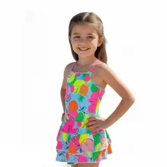 1AMIGO - Trajes de baño Enterizo Más Falda Para Niñas