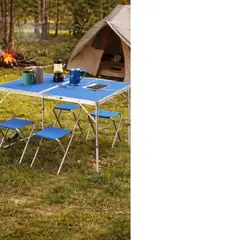TECNOHOGAR JS - Mesa Plegable Camping Picnic Jardin 4 Sillas Bancos