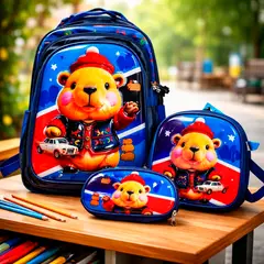 GENERICO - Kit X3 Morral Maleta Grande Capibara + Lonchera + Cartuchera Niños