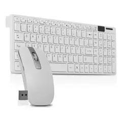 GENERICO - Combo Teclado y Mouse inalambrico Ultyra delgado 2.4 Ghz, ratón blanco, teclado blanco