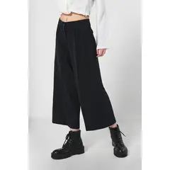 KOAJ - Pantalón culotte negro tiro alto con bota ancha corta Mujer