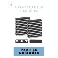 GENERICO - Broche Imán Rectangular 43mm x 15mm - Con Adhesivo 3M - Pack 30 Unidades - Fuerte sujeción.