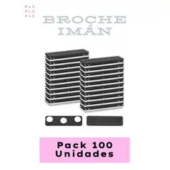 GENERICO - Broche Imán Rectangular 43mm x 15mm - Con Adhesivo 3M - Pack 100 Unidades - Fuerte sujeción.