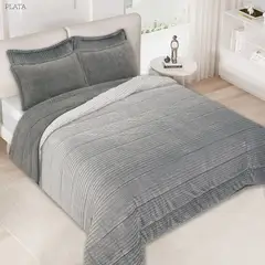 GENERICO - Cubrelecho Ovejero Piel De Durazno Acanalado Degrade