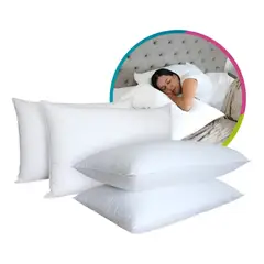 GENERICO - Set X 4 Almohadas Antifluido Con Sensación Plumas De Ganso Color Blanco