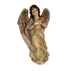 ITALIANA - Escultura Grande Antigua Angel Guardian Italy Marmolina Óleo