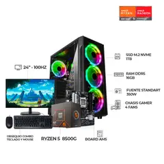 AMD - COMPUTADOR GAMER RYZEN 5 8500G A620 / 16GB DDR5 / SSD 1TB / MONITOR 24" 100HZ / TECLADO Y MOUSE