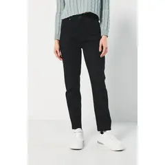 KOAJ - Jean mom súper tiro alto negro con botón metálico Mujer