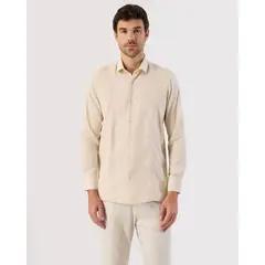 PATPRIMO - Camisa Guayabera Para Hombre Manga Larga Sin Bolsill Color Beige Marca #44030404