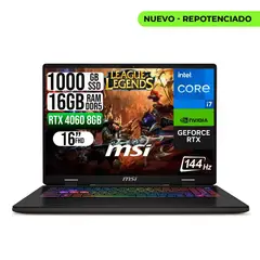MSI - PORTATIL SWORD 16HX INTEL CORE I7-13700HX RTX4060 8GB SSD 1TB RAM 16GB 16" FHD 165HZ