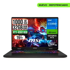 MSI - PORTATIL SWORD 16HX INTEL CORE I7-13700HX RTX4060 8GB SSD 1TB RAM 32GB 16" FHD 165HZ