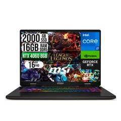 MSI - PORTATIL SWORD 16HX INTEL CORE I7-13700HX RTX4060 8GB SSD 2TB RAM 16GB 16" FHD 165HZ